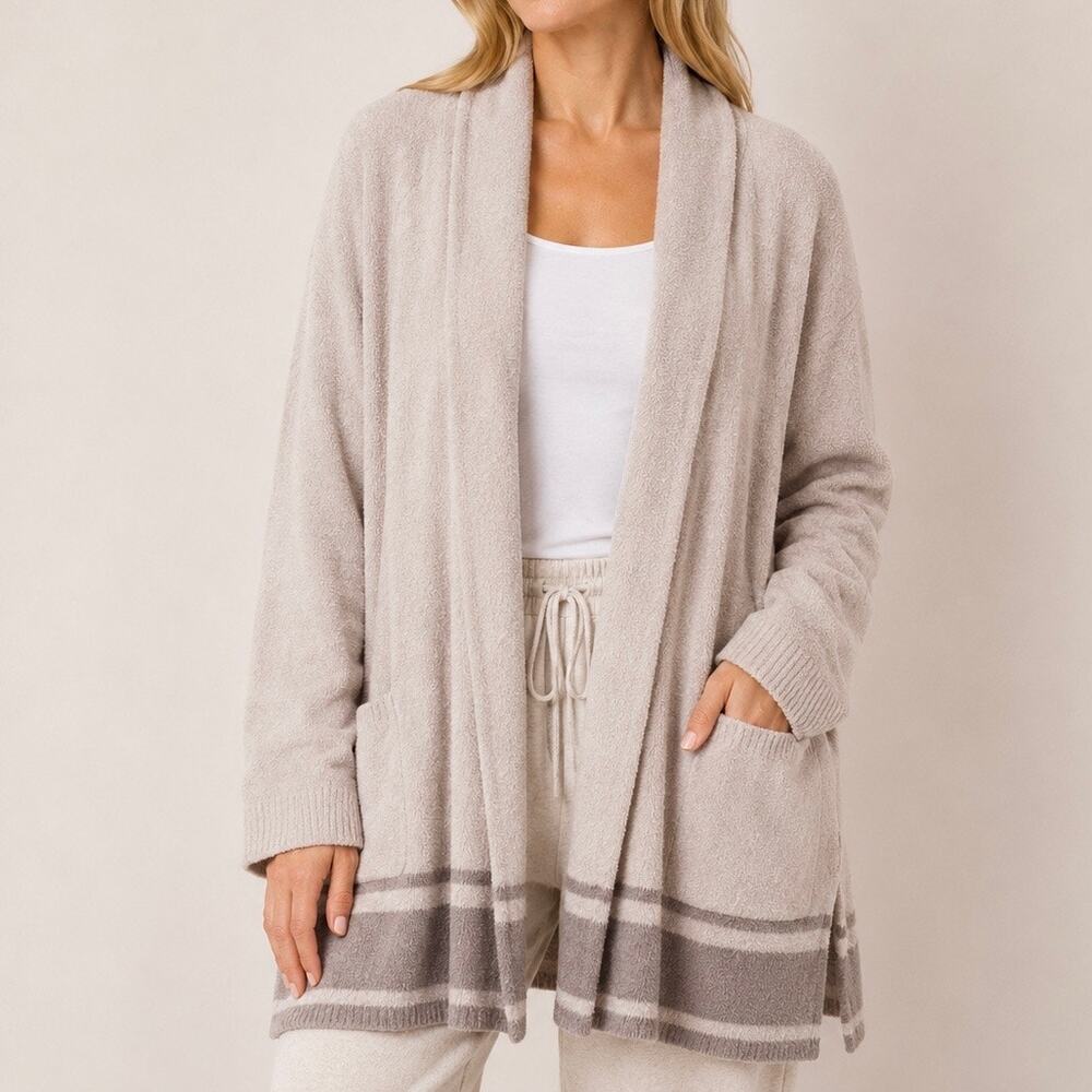 BAREFOOT DREAMS | CozyChic Lite Saddle Sleeve Cardigan Stone Beach Rock | 2X